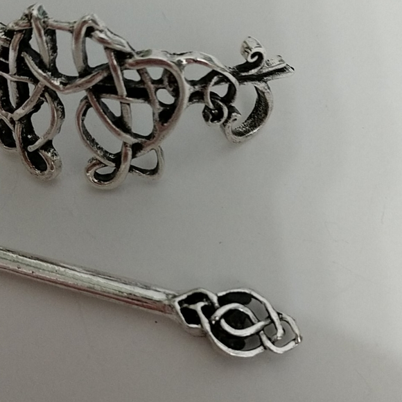 New Celtic Silver-tone Hairpin Stickpin Barrett - Picture 3 of 8